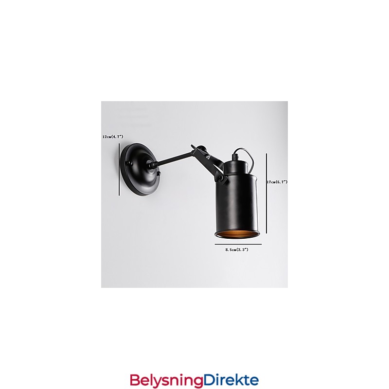 Vintage Vegglampe I Svart Metall I Loftstil, Stue, Spisestue, Gang, Kafé, Barer, Bar, Vegglampe