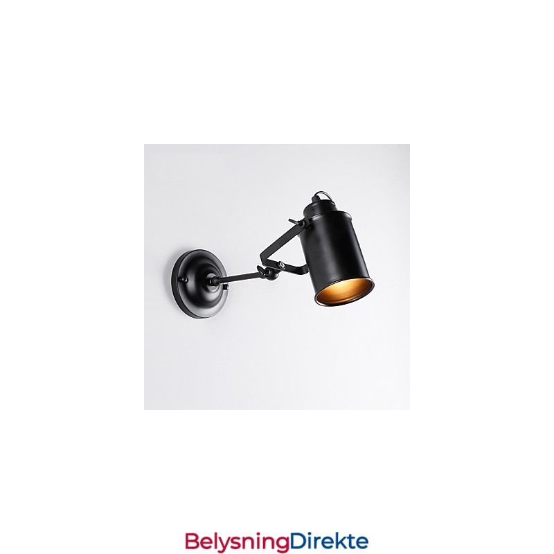 Vintage Vegglampe I Svart Metall I Loftstil, Stue, Spisestue, Gang, Kafé, Barer, Bar, Vegglampe