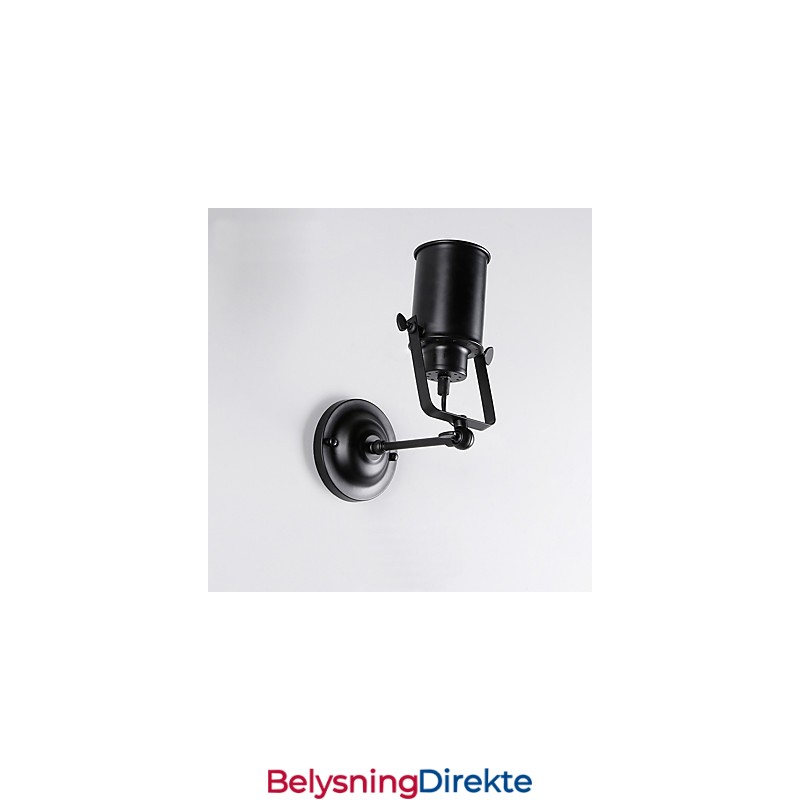 Vintage Vegglampe I Svart Metall I Loftstil, Stue, Spisestue, Gang, Kafé, Barer, Bar, Vegglampe