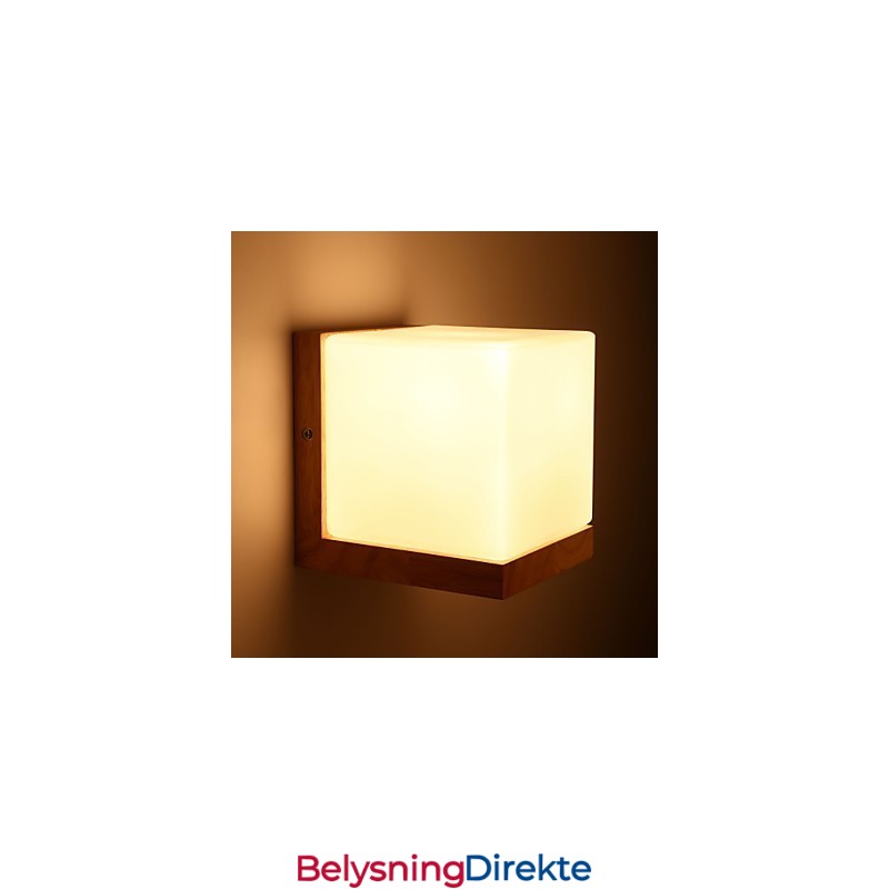 Vegglampe I Tre, Glassskjerm, 110V Eller 220V, Landlig Stil