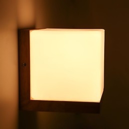 Vegglampe I Tre, Glassskjerm, 110V Eller 220V, Landlig Stil