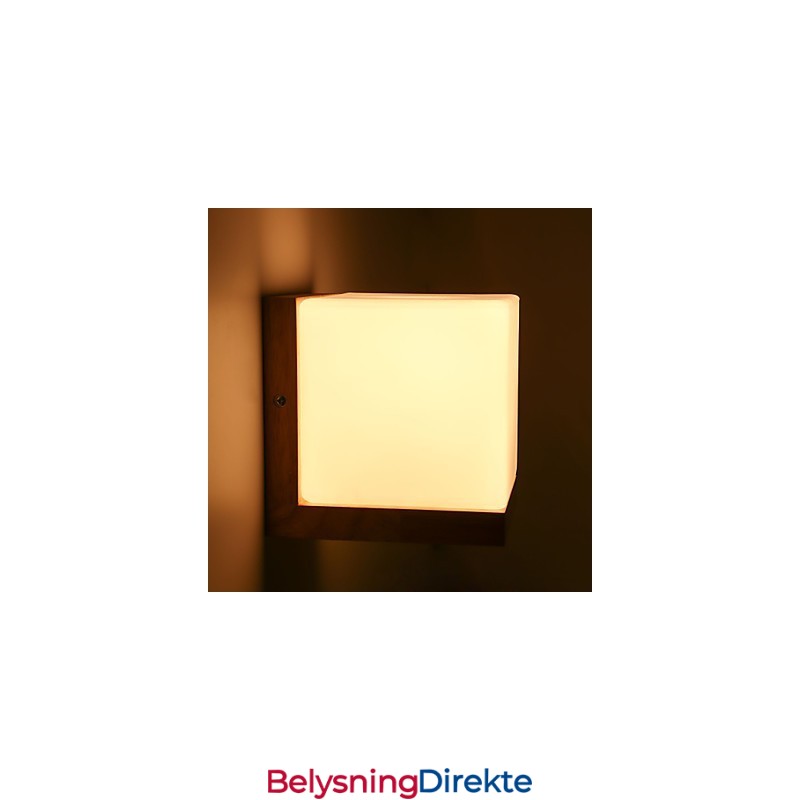 Vegglampe I Tre, Glassskjerm, 110V Eller 220V, Landlig Stil