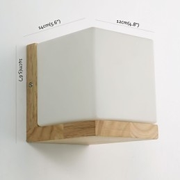 Vegglampe I Tre, Glassskjerm, 110V Eller 220V, Landlig Stil