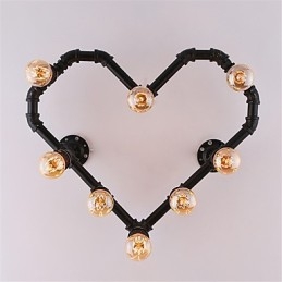 Vintage Vannrør Kjærlig Hjerte Kreative Vegglamper Industriell Stue Restaurant Barer Kafé Dekorasjon Vegglamper