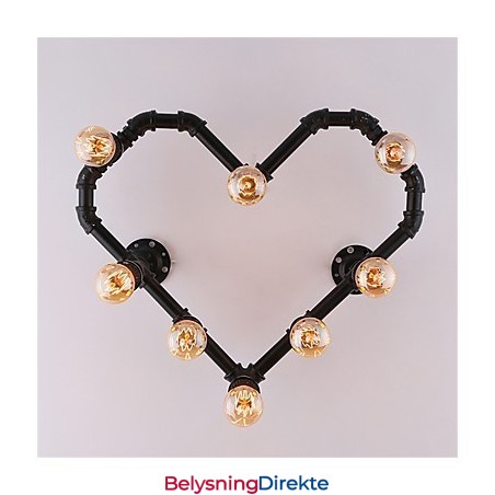 Vintage Vannrør Kjærlig Hjerte Kreative Vegglamper Industriell Stue Restaurant Barer Kafé Dekorasjon Vegglamper