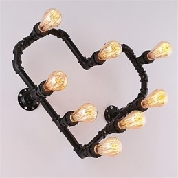 Vintage Vannrør Kjærlig Hjerte Kreative Vegglamper Industriell Stue Restaurant Barer Kafé Dekorasjon Vegglamper