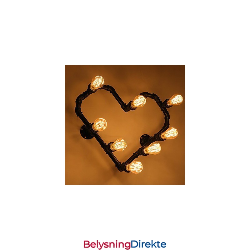 Vintage Vannrør Kjærlig Hjerte Kreative Vegglamper Industriell Stue Restaurant Barer Kafé Dekorasjon Vegglamper