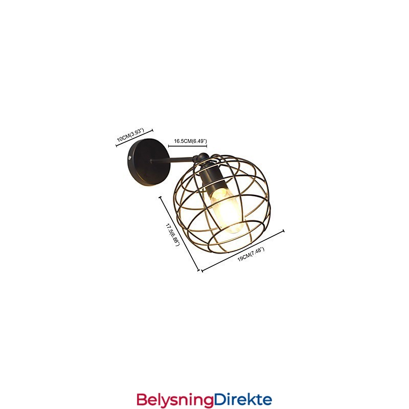 Murstein Hul Rund Jernvegglampe Dum Svart Amerikansk Dekorasjon Lyssabellampe På Veggen