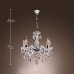 Upligh Krom Taklampe Stearinlys Akryl Armatur Lysekrone Anheng