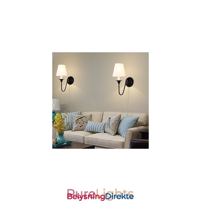 Rustikk Hytte Sort Oksidfinish Funksjon For Øyebeskyttelse Omgivelseslys Vegglampe Vegglampe