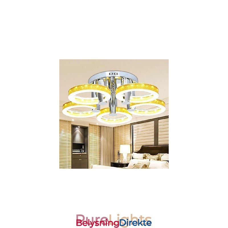 Enkel Akryllysekrone Med 5 Lys (Kromfinish)