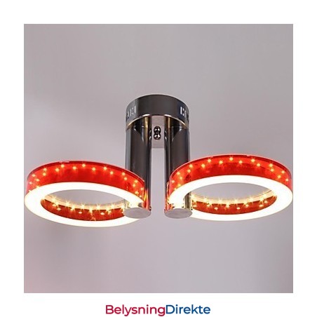 Varmhvit Hvit Akrylrød Lysekrone Med 2 Lys