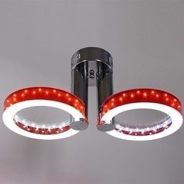 Varmhvit Hvit Akrylrød Lysekrone Med 2 Lys