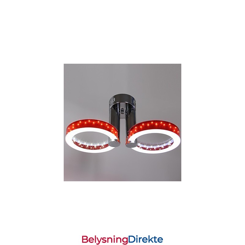Varmhvit Hvit Akrylrød Lysekrone Med 2 Lys