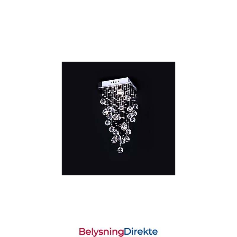 Moderne Samtids Krystall Galvanisert Metall Lysekrone Innfelt Montering