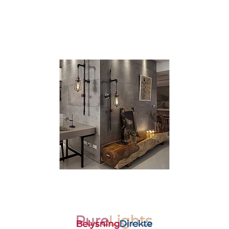 Retro Industrielle Rørvegglamper Enkel Loft Svart Fuglebur Metall Stue Spisestue Kjøkken Bar Kafé Dekorasjonsbelysning