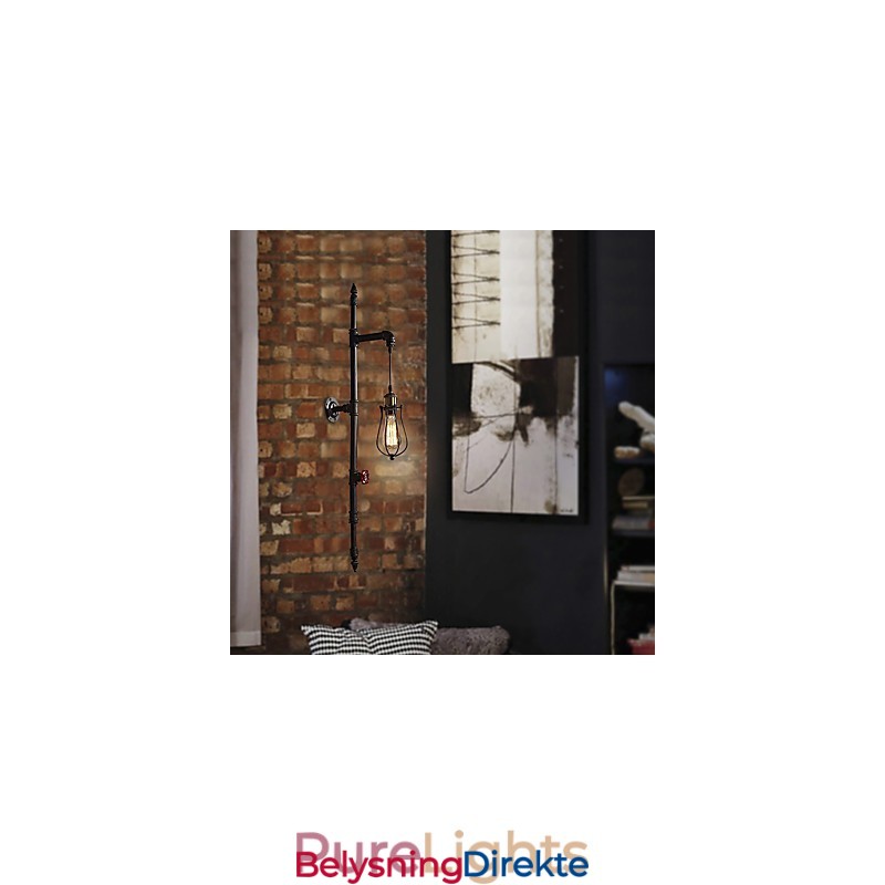 Retro Industrielle Rørvegglamper Enkel Loft Svart Fuglebur Metall Stue Spisestue Kjøkken Bar Kafé Dekorasjonsbelysning