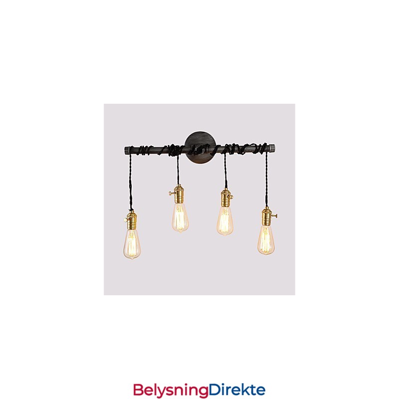 Vintage Industrielle Rørvegglamper Med Bryter Kreative Lys Restaurant Kafé Bar Dekorasjonsbelysning Med 4 Lys Malt Overflate