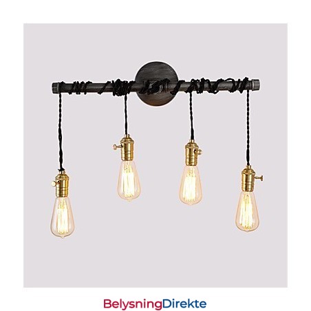 Vintage Industrielle Rørvegglamper Med Bryter Kreative Lys Restaurant Kafé Bar Dekorasjonsbelysning Med 4 Lys Malt Overflate