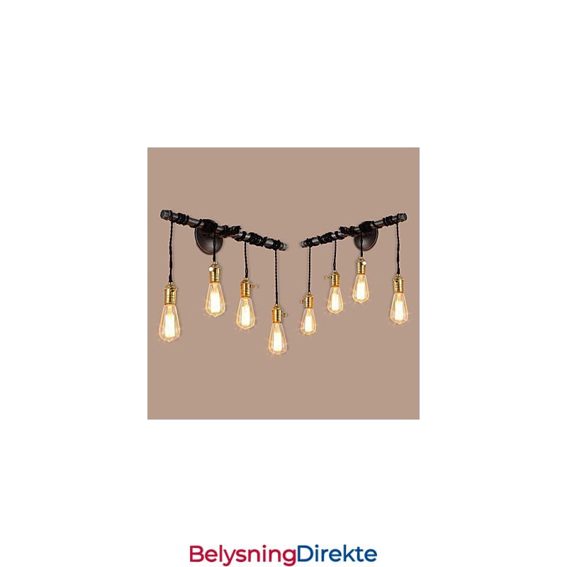 Vintage Industrielle Rørvegglamper Med Bryter Kreative Lys Restaurant Kafé Bar Dekorasjonsbelysning Med 4 Lys Malt Overflate