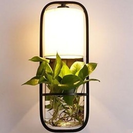 Moderne Jern Kreativ Potteplante Glassvegglampe