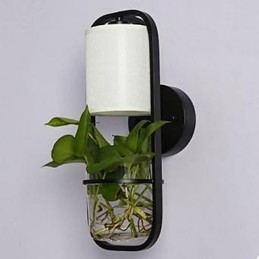 Moderne Jern Kreativ Potteplante Glassvegglampe