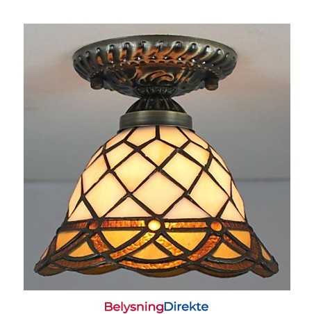 Europeisk Landlig Kreativ Kunst Farget Glass Absorberer Kuppellampelys