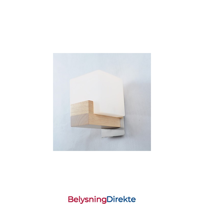 Enkel Vegglampe, Nattbordslampe Med Glassskjerm Og Heltre Til Soverom, Kommode, Stue, Babyrom, Studentrom, Salongbord, Bokhylle