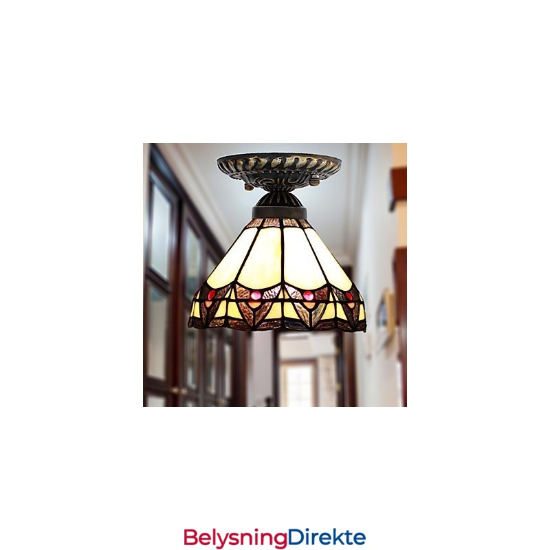 Europeisk Landlig Kreativ Kunst Farget Glass Absorberer Kuppellampelys