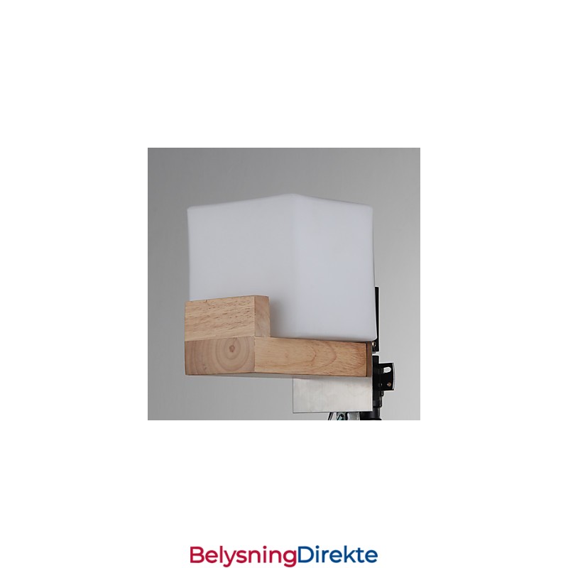 Enkel Vegglampe, Nattbordslampe Med Glassskjerm Og Heltre Til Soverom, Kommode, Stue, Babyrom, Studentrom, Salongbord, Bokhylle