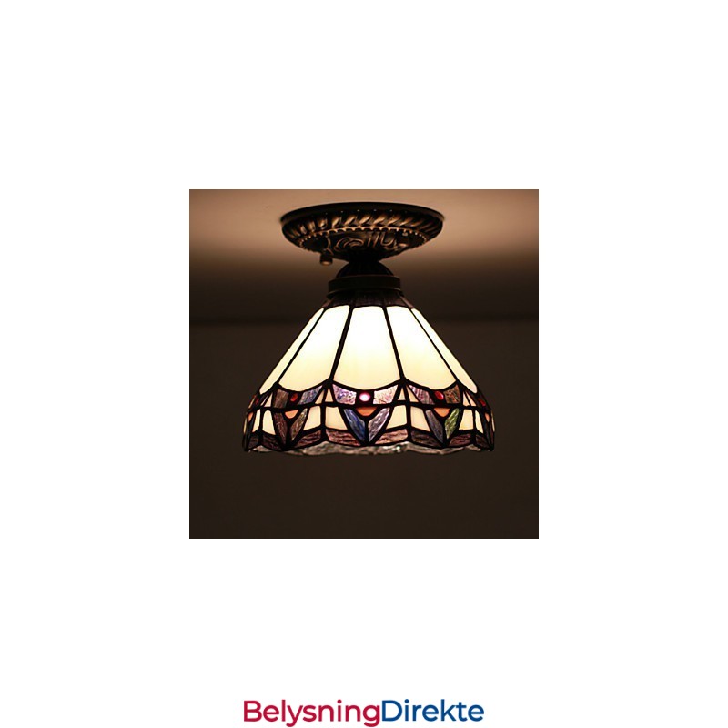 Europeisk Landlig Kreativ Kunst Farget Glass Absorberer Kuppellampelys