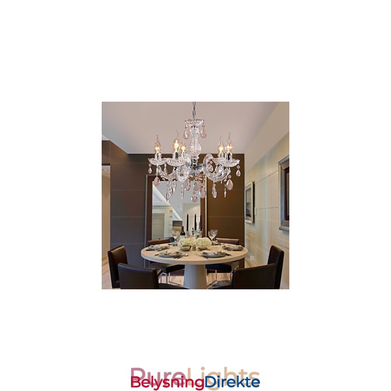 Upligh Krom Taklampe Stearinlys Akryl Armatur Lysekrone Anheng