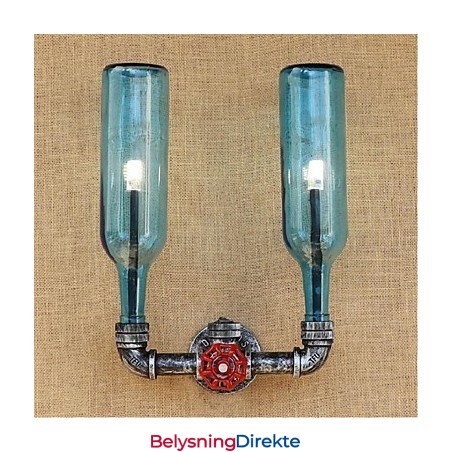 Retro Industriell Vindbryter Med Vannflaske Vegglampe Blå