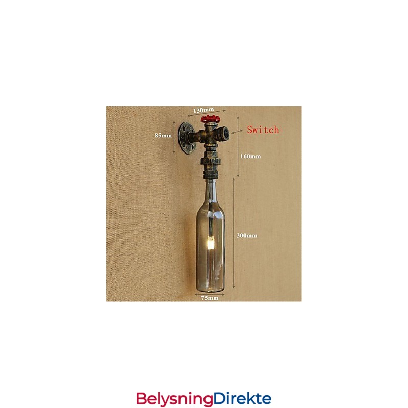 Røykgrå Vannflaskevegglampe