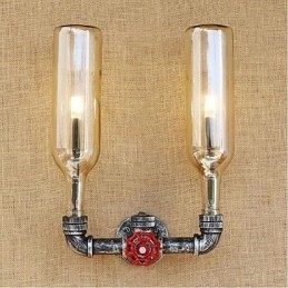 Retro Industriell Vindbryter Med Vannflaske Vegglampe Vegglampe Amber