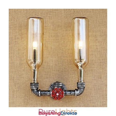 Retro Industriell Vindbryter Med Vannflaske Vegglampe Vegglampe Amber