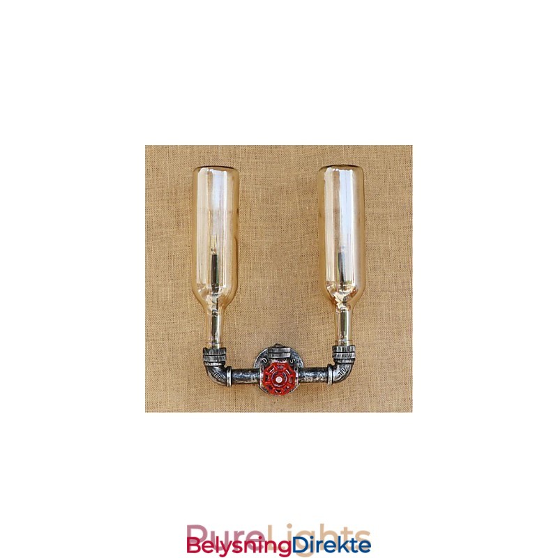 Retro Industriell Vindbryter Med Vannflaske Vegglampe Vegglampe Amber