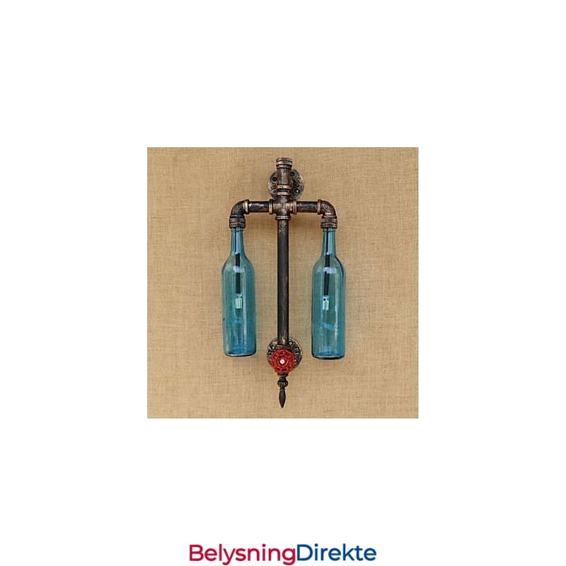 Amerikansk Tema Restaurantbar Strykejern Med Bryter Vannrør Vinflaske Vegglampe Blå