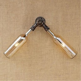 Retro Amerikansk Landsby Kreativ Industri Vind Designer Vannflaske Vegglampe Vegglampe Rav