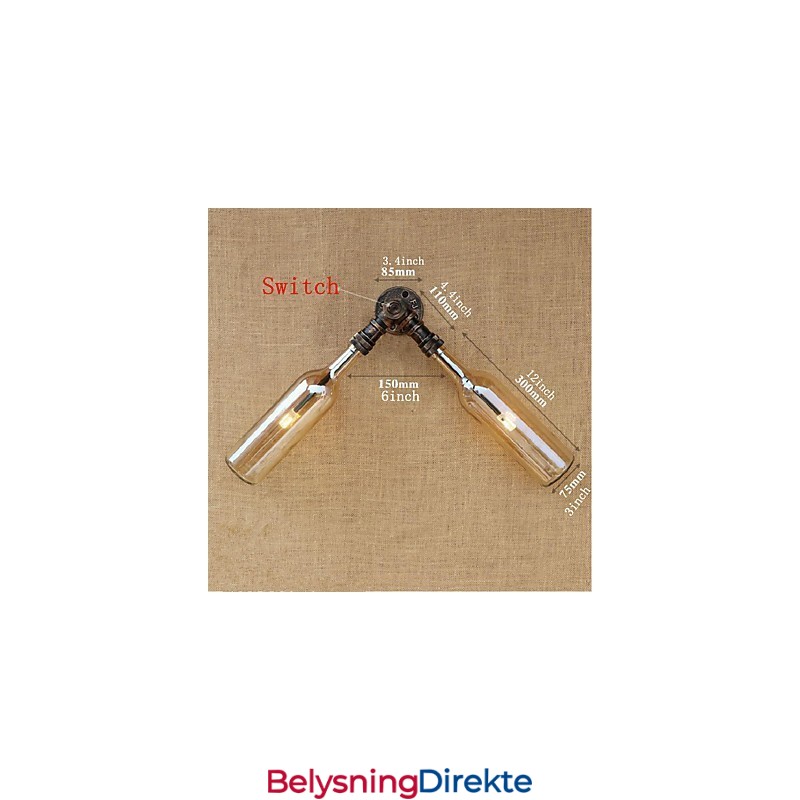 Retro Amerikansk Landsby Kreativ Industri Vind Designer Vannflaske Vegglampe Vegglampe Rav