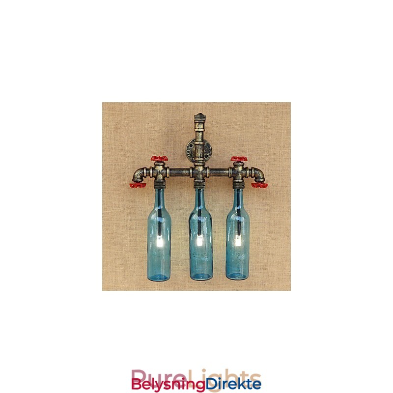 Retro Industriell Vindbryter Med Vannflaske Vegglampe Blå