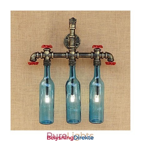 Retro Industriell Vindbryter Med Vannflaske Vegglampe Blå
