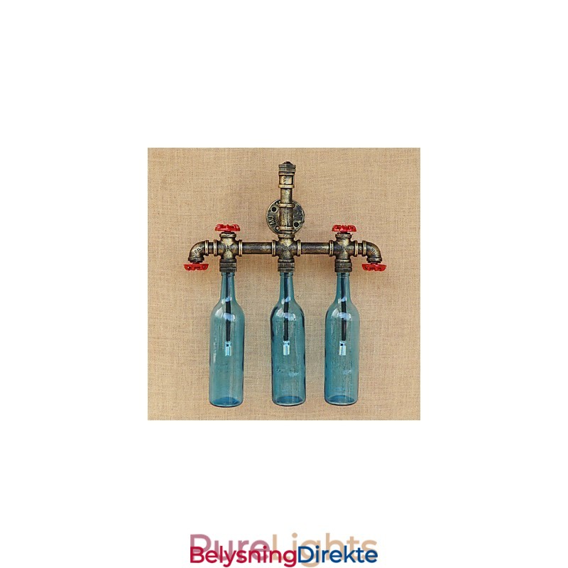 Retro Industriell Vindbryter Med Vannflaske Vegglampe Blå