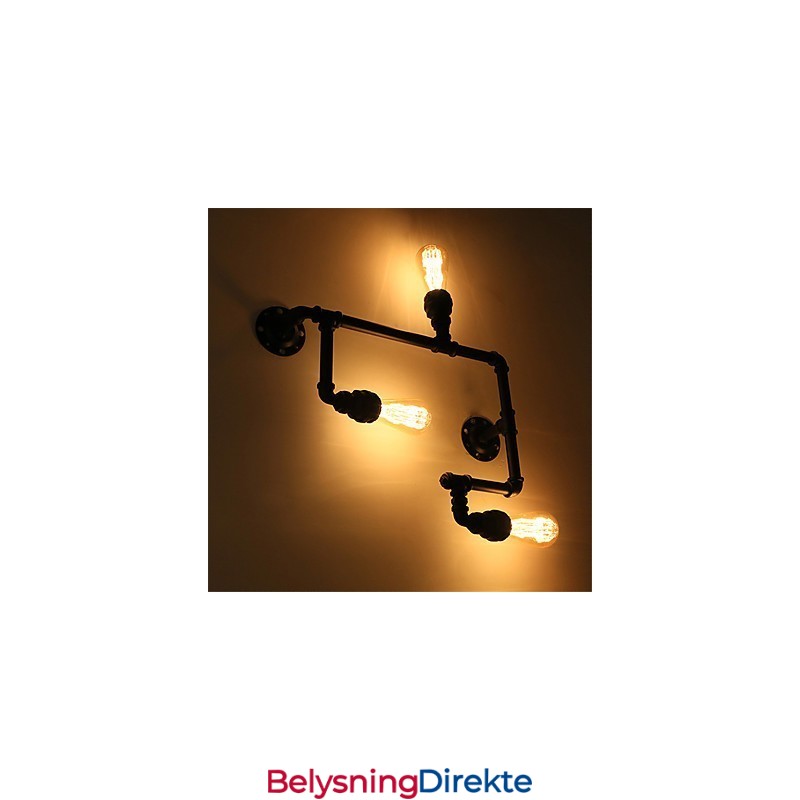 3 Hoder Vintage Industrielle Rørvegglamper Svarte Kreative Lys Restaurant Kafé Bar Dekorasjonsbelysning