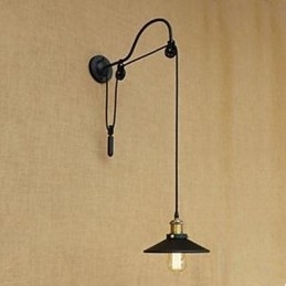 Løftbar Spisestuevegglampe Med Justerbar Gjengelengde På Retro Kreativ Karakter Soveromsvegglampe I Jern