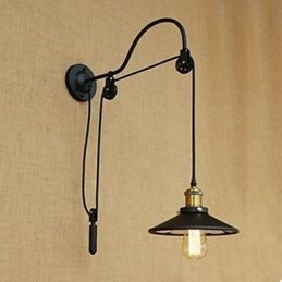 Løftbar Spisestuevegglampe Med Justerbar Gjengelengde På Retro Kreativ Karakter Soveromsvegglampe I Jern