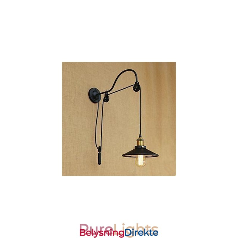 Løftbar Spisestuevegglampe Med Justerbar Gjengelengde På Retro Kreativ Karakter Soveromsvegglampe I Jern