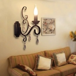 Krystalllyslampe Jern Kreativ Personlighet Korridor Trappedekorasjon Nattbordslampe Vegglampe