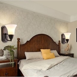 Rustikk Hytte Sort Oksidfinish Funksjon For Øyebeskyttelse Omgivelseslys Vegglampe Vegglampe