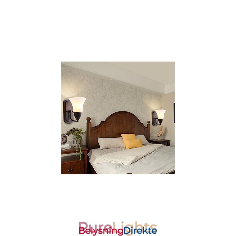 Rustikk Hytte Sort Oksidfinish Funksjon For Øyebeskyttelse Omgivelseslys Vegglampe Vegglampe